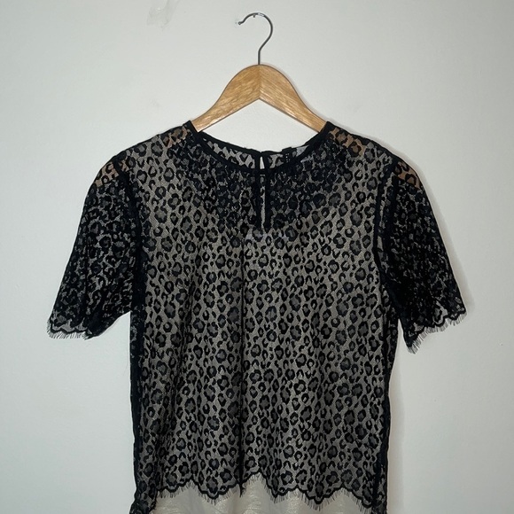 NWT H&M Lace Leopard Print Short Sleeve Top - Picture 8 of 8
